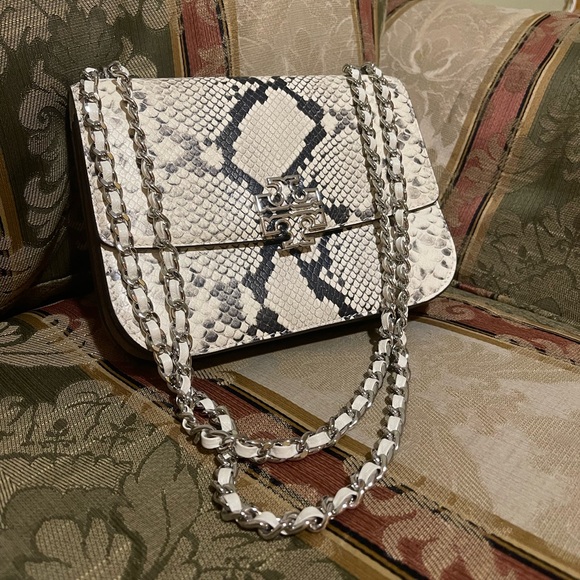 Tory Burch Britten Snake Embossed Convertible Crossbody Bag - Picture 5 of 10